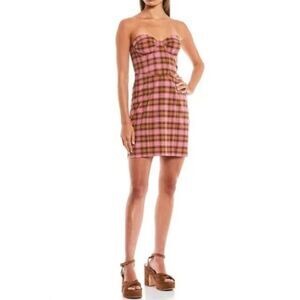 GB Gianni Bini Plaid Print Corset Mini Dress- XXL